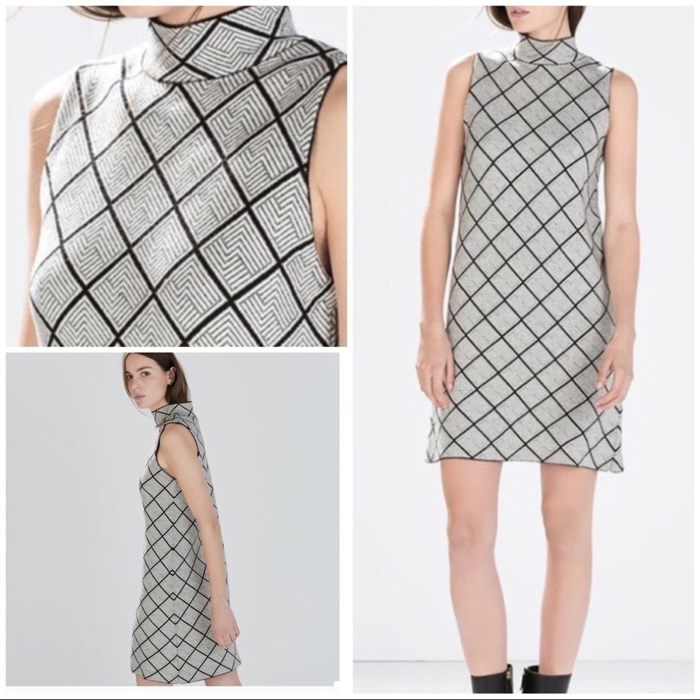 EUC Zara Jacquard Geo Shape Knit Sleeveless Dress​​​​​​